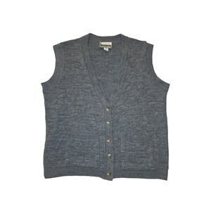 Vintage Carly Blake Womens XL Sweater Vest Gray Textured Knit Button USA